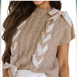 Cable Knit Ribbon Sweater